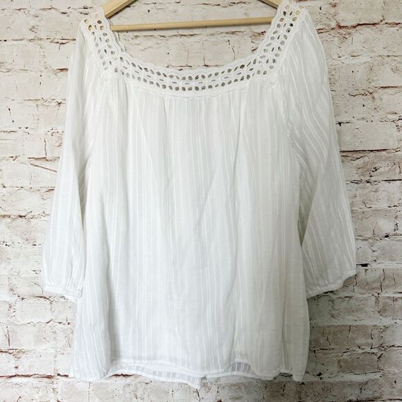 Lane Bryant boho crochet peasant top - Picture 6 of 6